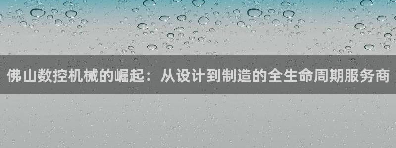 南充天辰娱乐:佛山数控机械的崛起:从设计到制造的全生命周期服务商